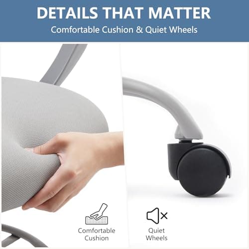 DUMOS Drafting Chair - Ergonomic Tall Office for Standing Desk, Counter with Height Adjustable and Comfortable Lumbar Support, Fixed Armrests, Grey
