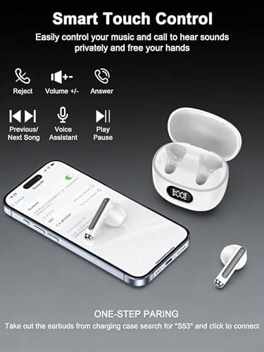 Wireless Ear Buds Bluetooth 5.3 Earbuds, iPhone 17 16e Earphones Headphone for iPhone 16 Pro Max/15/14/13, Samsung Galaxy A17 S25 Ultra, Google Pixel 10 9, OnePlus, Apple Air Pods Android Buds in Ear
