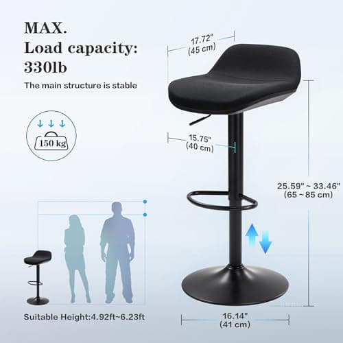 IWMH Standing Desk Stool, Height Adjustable Standing Desk Chair, Ergonomic Sit Stand Stool with Footrest, 360° Swivel Leaning Stools for Office Home (Black)