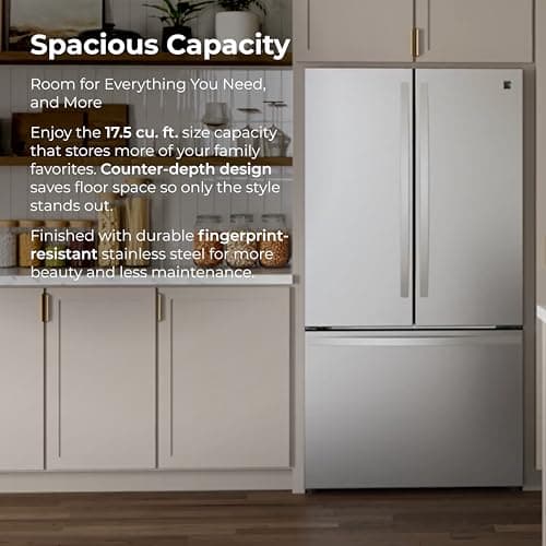 Kenmore 4675525 30' French Door Refrigerator with Freezer - Accela Chill, Ice Maker, Adjustable Glass Shelves, ENERGY STAR Certified, 17.5 cu. ft. Capacity - Fingerprint Resistant Stainless Steel