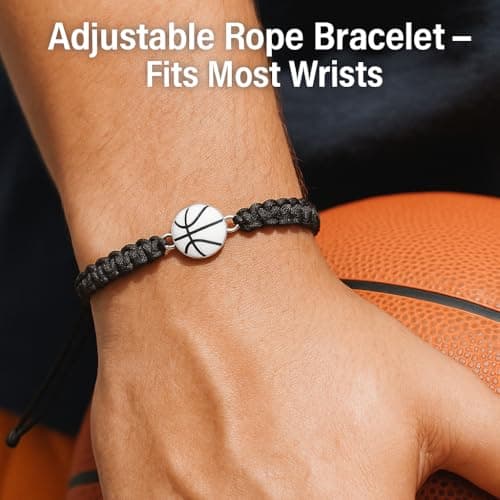 Sportybella Unisex Basketball Charm Bracelet - Adjustable Friendship Bracelet With Basketball Charm