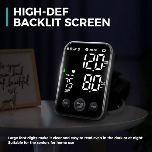 Oklar Blood Pressure Monitor Upper Arm Monitors for Home Use BP Machine Sphygmomanometer with 2x120 Reading Memory Adjustable Arm Cuff 8.7"-15.7" Large Display with LED Background Light Storage Bag