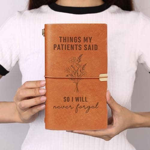 Nurses Appreciation Graduation Gifts for Women, LPN RN Nursing Student Gift for Nurses Week/Day, Engraved Refillable Notebook GiltGlimmer Nurse Gifts, Things My Patients Said Journal Leather Notebook B0GK6M9WZJ