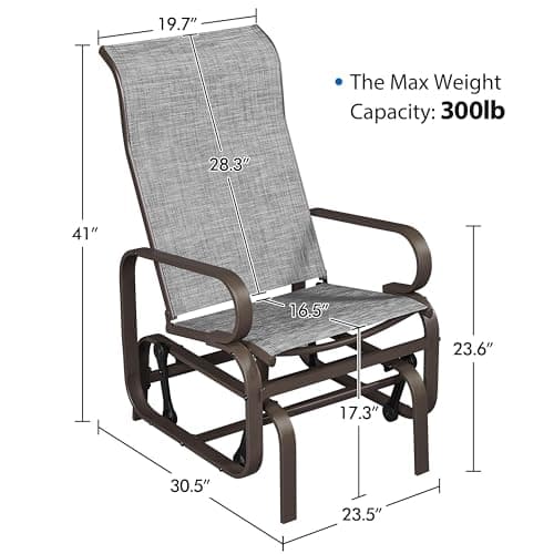 Yaheetech Outdoor Patio Glider, Rocking Lounge Chair with Sling Fabric and Steel Construction for Porch Patio Balcony Set of 2