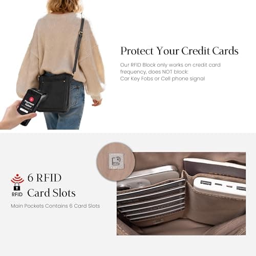 befen Genuine Leather Small Crossbody Bags for Women, Womens Cross Body Shoulder Purse Handbags with RFID Blocking Card Slots
