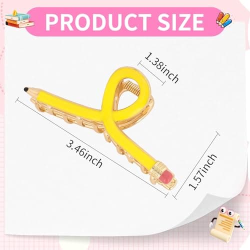 Back to School Jaw Barrettes Cute Teacher Appreciation Gift Accessories Party Costume Christmas YARIEW Pencil Hair Claw Clips for Women Thick Hair Clips for Teacher Gifts B0DSB6GNKS