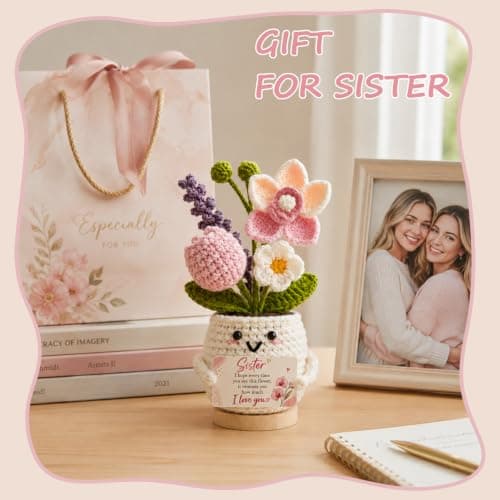 Gifts for Sister, Sister Birthday Gifts Sister Gifts, Crochet Orchid Flower for Christmas Thanksgiving Birthday B0H83626S4