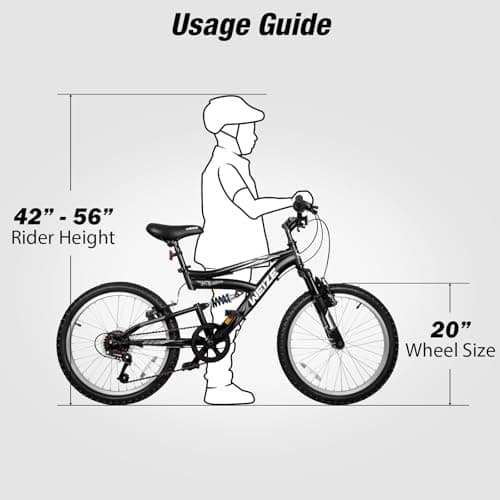 WEIZE Kids Mountain Bike, 20 24 inch Kids' Bicycles for 6-14 Years Old Boys Girls with Dual Full Suspension, 6 Speeds Drivetrain, High-Carbon Steel Frame, Ideal for Young Riders and Adventurers