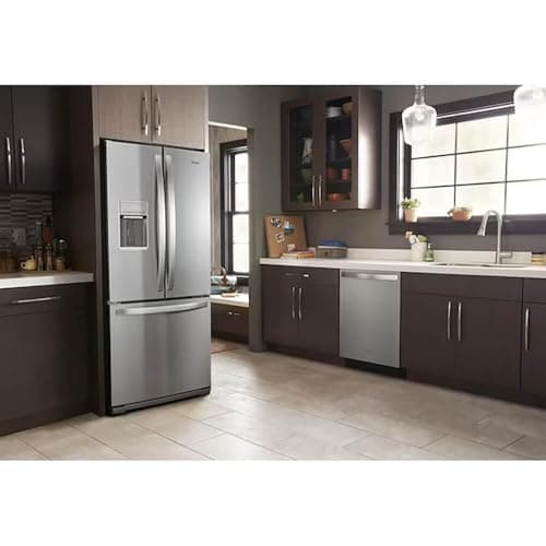 Whirlpool 30 Inch French Door Refrigerator with 19.7 Cu. Ft. Capacity, Internal Ice Maker, Water Dispenser, Spill-Proof Glass Shelves, EveryDrop® Filtration and Fast Cool: Stainless Steel