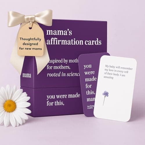 55 New Mom Affirmation Cards – Daily Positive Affirmations for Postpartum Essentials & Pregnancy Must Haves – Thoughtful Gifts for New Moms After Birth – Compact Size, Premium Card Stock & Stand