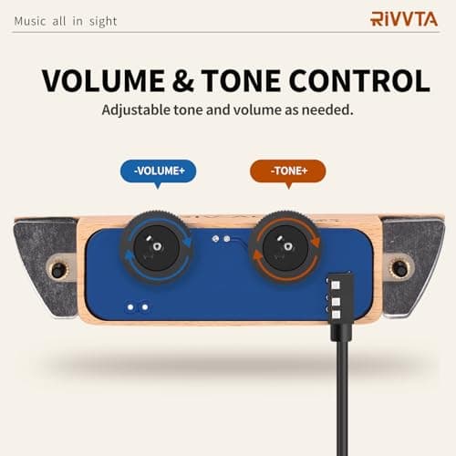 RIVVTA Acoustic Guitar Pickup Guitar Pickups Acoustic Pickup with Volume Tone Control for Standard Steel String Acoustic Guitars(Natural Beech)