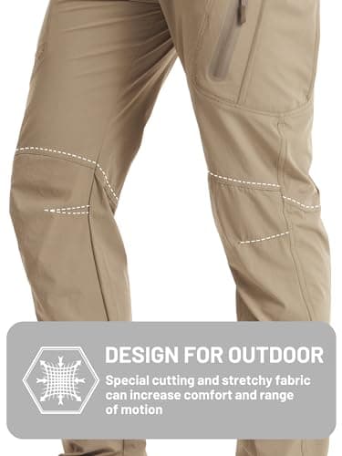 TACVASEN Men's Lightweight Hiking Tactical Pants Waterproof Quick Dry Cargo Work Rain Outdoor Pants 8 Pockets