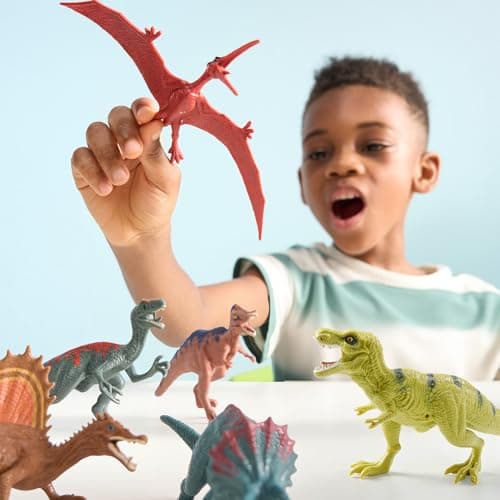 JOYIN Dinosaur Toys with Activity Play Mat & Storage Cage, 19 PCS Realistic Dinosaur Figures & Trees for Toddlers Kids Ages 3-5, Ideal for Boys and Girls Gift