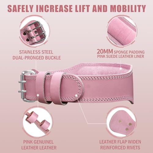 Jaffick Weight Lifting Belt For Ladies Leather Gym Belts Lower Waist Back Support For Women Men Fitness Squat Deadlift Heavy Duty Cross Training Gym Powerlifting Workout