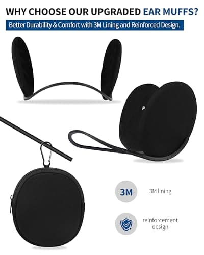 F Flammi Unisex Behind the Head Ear Muffs Foldable Winter Ear Warmers for Women & Men Ear Protection for Cycling Under Helmet