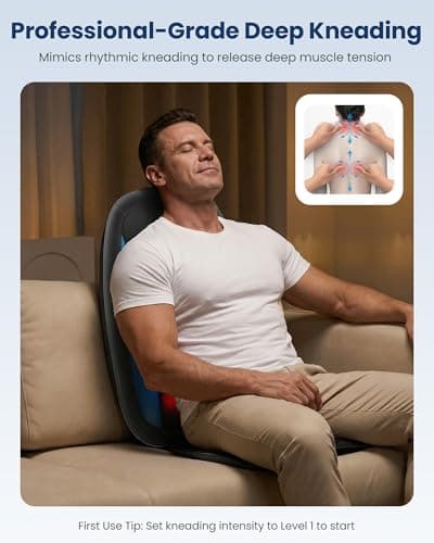 COMFIER Shiatsu Back Massager with Heat,Deep Tissue Kneading Massage Seat Cushion,Massage Chair Pad for Full Back,Body Massager for Home or Office Chair use, Father Day Gift for Men