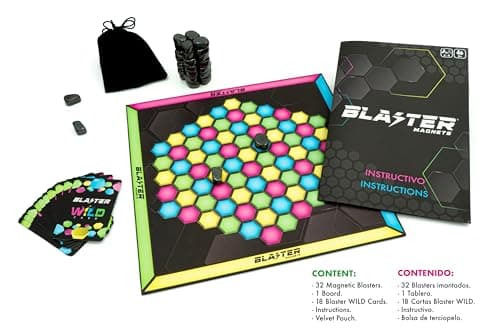 Board Game – an Incredible Magnet Game That Will Catch You! Magnetic Chess with 32 Magnetic Stones, Colorful Board, 18 Wild Cards, 2 to 8 Players. Parties, Strategy.