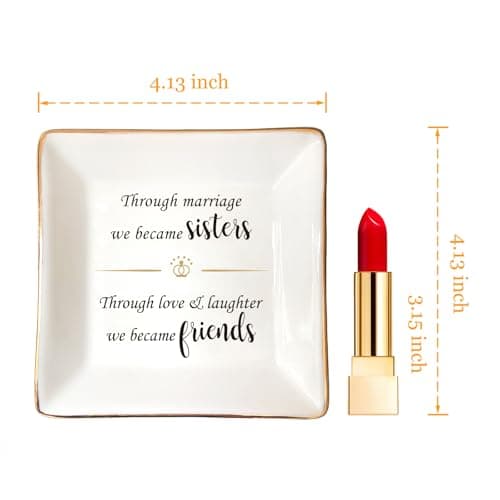 HOME SMILE Ceramic Ring Dish Decorative Tray Gifts For Sister In Law, Birthday, Christmas, Wedding Gifts B09QC9Q2GV