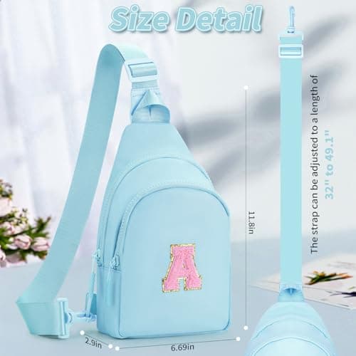 Birthday Gift for Girl Toddler,Sling Bag Fanny Pack Trendy Stuff,Personalized Gifts for 3 4 5 6 7 8 9 10 11 12 13 Year Old Gifts for Teen Girls Kids,Crossbody Initial Bag Purse Blue,A B0FQC9SWK4