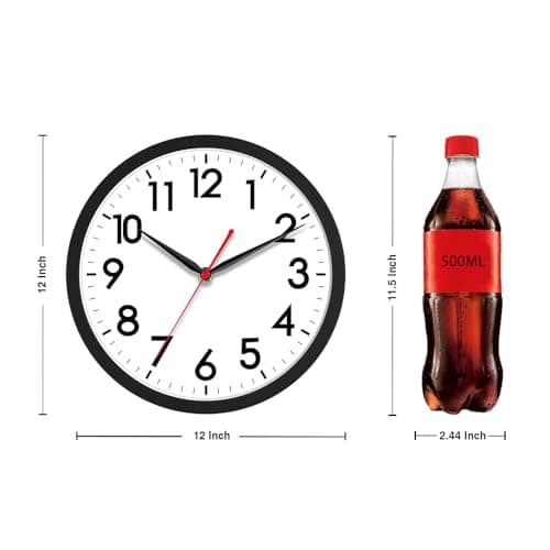 AKCISOT 12 Inch Wall Clock Silent Non-Ticking Modern Wall Clocks Battery Operated - Analog Classic Clock for Office, Home, Bathroom, Kitchen, Bedroom, School, Living Room(Black)