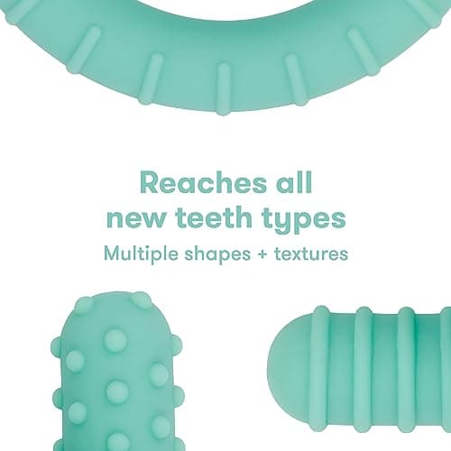 Frida Baby Get-A-Grip Silicone Teether for Teething Pain Relief, BPA-Free Food-Grade Teething Toys for Infant Baby Newborn 0-6, 12, 18 Months, Easy-Grip Teether Ring, PVC-Free, Teal