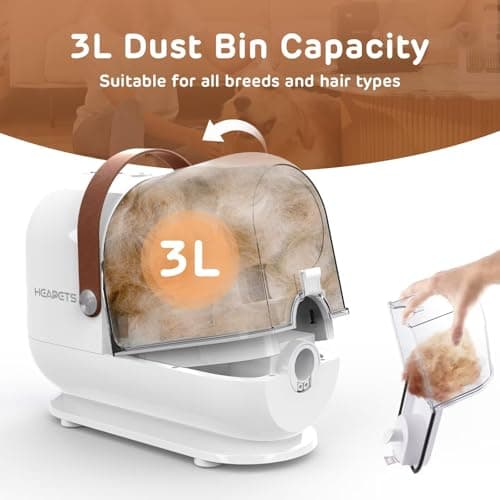 Dog Grooming Vacuum Kit - 3L Vacuum with 7 Tools, Low Noise Electric Clipper and Brush for Pet Shedding at Home, White