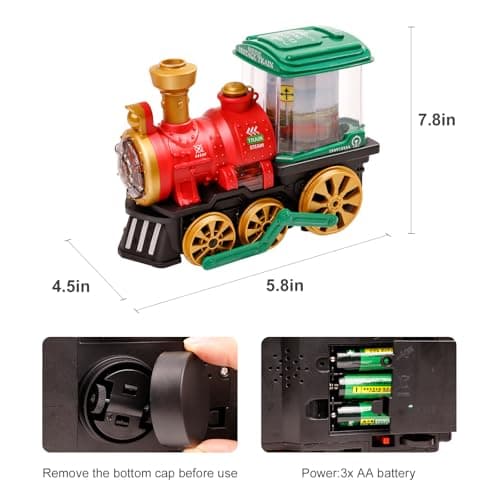 Electric Steam Train Toy for Toddlers 3-5,Bump and Go Truck w/Steam Locomotive,Smoke,Light & Sound, 360 Rotation Christmas Train Truck Toys Birthday Gift for Toddler 1 3 4 5 6 Year Old Boys Girls Kids