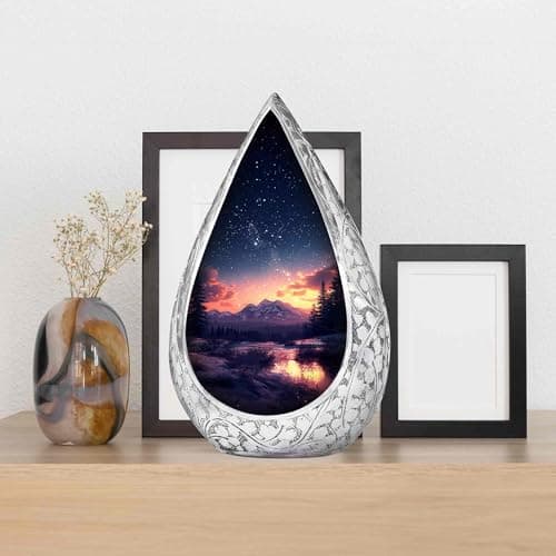 Majestic Night Burial Urn for Adult Female and Male - Small Drop Urns for Human Ashes Adult - Urns for Human Ashes - Memorial Funeral Gift 3 Inch with 3 Cubic Capacity B0FHDYNKTV