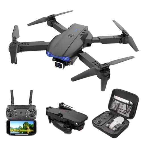 E99 Pro Foldable Drone with Dual 4K HD Cameras for Adults and Teens 14+ – FPV Live Video, Wind Resistant, 3 Speed Modes, One-Key Start, 360° Flips, 2 Batteries, Carrying Case