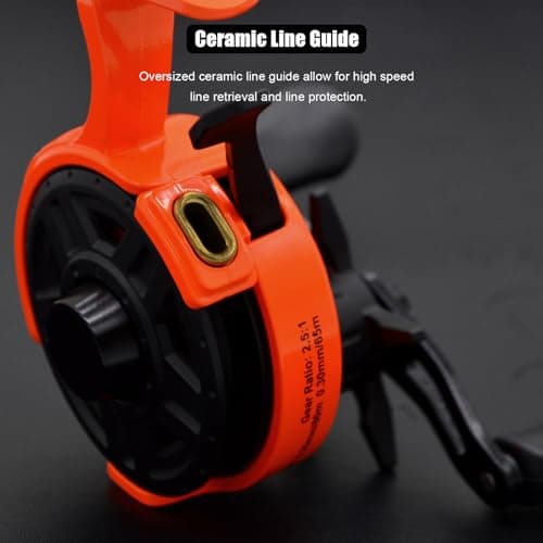 Inline Ice Fishing Reel, Lightweight Graphite Body and Spool, Instant Anti-Reverse, 2.5:1 Gear Ratio, Sensitive Trigger System for One-Handed Operation, Hardwater Fishing for Beginners