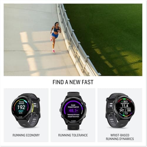Garmin Forerunner® 970, Premium GPS Running and Triathlon Smartwatch, AMOLED Display, Built-in LED Flashlight, Carbon Gray DLC Titanium with Black Case and Black/Translucent Whitestone Band