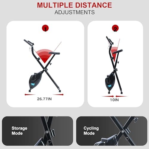 BARWING Stationary Exercise Bike for Home Workout, 5 IN 1 Foldable Indoor Cycling Bike for Seniors, 350LB Capacity, 16-Level Magnetic Resistance, Seat Backrest Adjustments