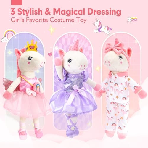Ballet Dress up Doll with Plush Bag, 4 Year Old Girl Birthday Gifts 5 Year Old Kids Present, Airplane Travel Soft Plush Unicorns Toys for Girls Age 4-6, Ballerina Doll Stuffed Animal Girl Toy 4-5 B0DJQQY2YM