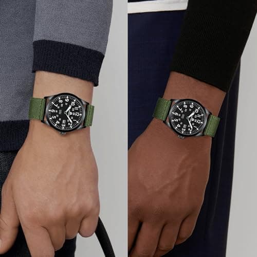 LN LENQIN Mens Watches Unisex Military Sport Nylon Strap Stylish Luminous Fashion Analog Quartz Watch for Men Waterproof Army Tactical Casual Wristwatch