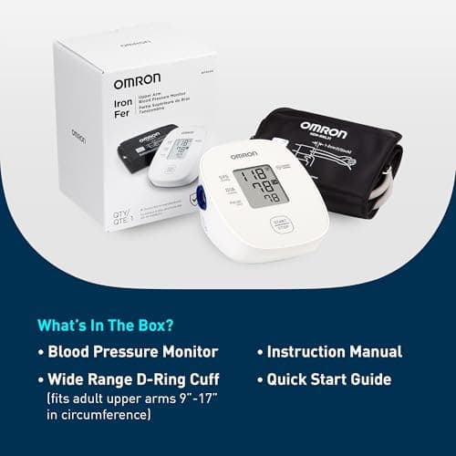 OMRON Iron Blood Pressure Monitor for Home Use & Upper Arm Blood Pressure Cuff - #1 Doctor & Pharmacist Recommended Brand - Clinically Validated