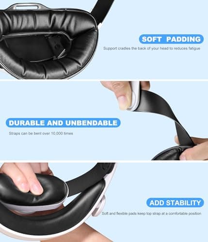 DXKK Battery Head Strap for Meta Quest 3/Quest 3s/Quest 2, VR Headset Strap with Soft Padding, Double Adjustment Dials Enhanced Comfort, Extra 3-4Hrs Playing Time