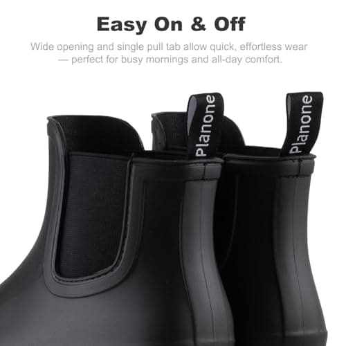 planone Women’s Waterproof Short Rain Boots Durable Comfort-Focused Chelsea Ankle Rubber Boots Non Slip Everyday Outdoor Garden Shoes with Removable Comfort Insole