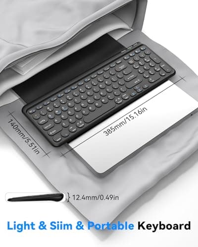 TECKNET Wireless Keyboard Bluetooth & 2.4G USB, Up to 4-Device Connection, USB C Rechargeable Battery, Quiet Typing, Compact Layout, 7° Ergonomic Tilt, Compatible with Windows/Android/iOS, Black