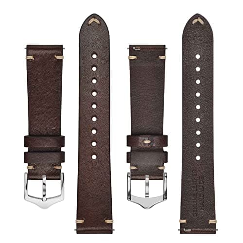 BISONSTRAP Men's Watch Bands, Hand-Stitched Leather Watch Straps, Quick Release, 18mm 19mm 20mm 21mm 22mm