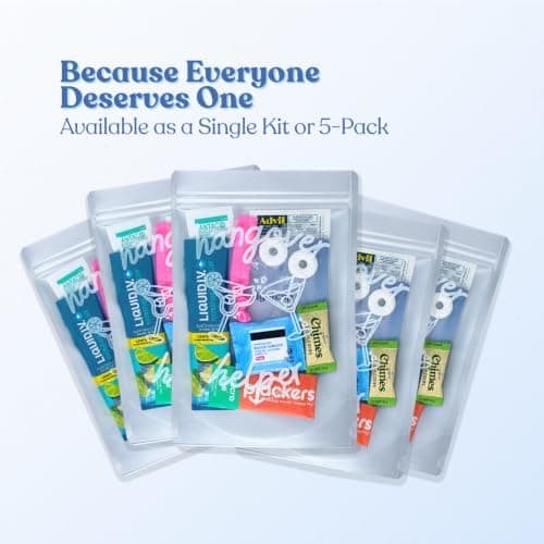 Hangover Kit (1 Pack) Pre Filled Party Favors, Goodie Bags, Gift for Bachelorette, Wedding, 21st Birthday, Girls Trip and All Celebrations