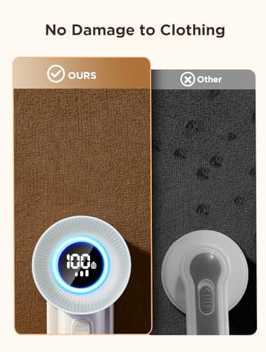 Rechargeable Fabric Shaver, Lint Remover for Clothes, Lint Shaver 6-Leaf Blades, 3-Speeds Lint Shaver with LED Display for Effortless Fuzz & Pill Removal for Clothes, Sweaters, Furniture, White