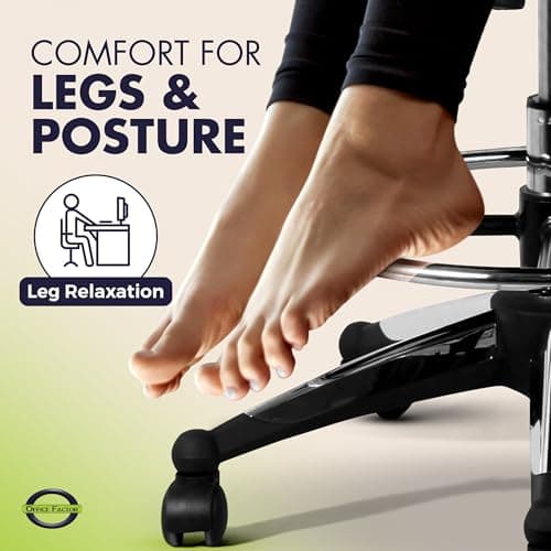 OfficeFactor 300 Lbs Tall Drafting Chair with Adjustable Foot Ring & Flip-Up Arms – Ergonomic Standing Desk Chair, Breathable Mesh Office Chair for Tall Desks, Counter Height & Reception(Black)