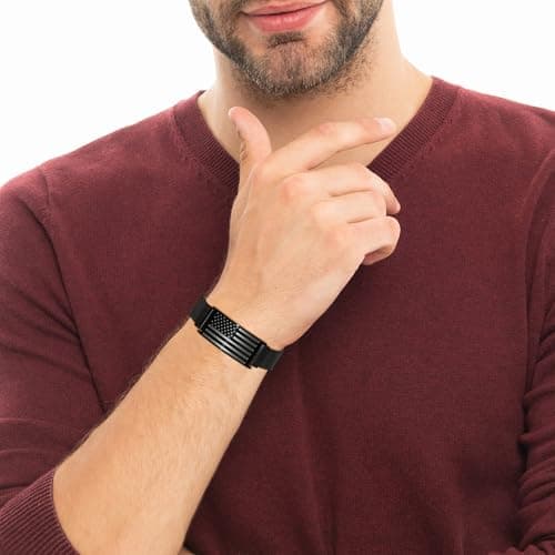 To My Son/Stepson/Son-in-Law Bracelet, Adjustable Stainless Steel American Flag Bracelet Jewelry, Birthday Valentine Christmas Day Gifts