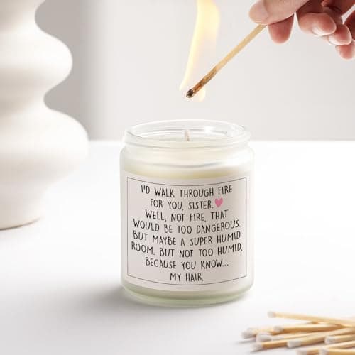 Funny Sister Gifts, Sister Birthday Gifts Ideas- Handmade Lavender Natural Soy Wax Candle (7oz)- Sisters Gift from Sister Brother for Graduation, Birthday, Christmas, Mothers Day, Sis Candle