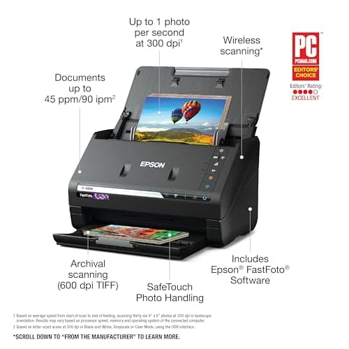 Epson FastFoto FF-680W Wireless High-Speed Photo and Document Scanning System, Black