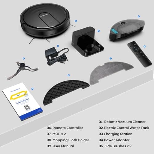 Bagotte Robot Vacuum and Mop Combo,5000Pa Robotic Vacuum with Schedule,4 in 1 Robotic Vacuum Cleaner, Quiet Slim,Self-Charging,Wi-Fi/Voice/App,Perfect for Pet/Hard Floors,/Carpet