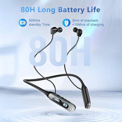 MZYQCY Neckband Bluetooth Headphones，80H Playback Wireless in-Ear Earbuds with Microphone, Sweatproof Around The Neck Headphones for Sport,Running,Workouts (Black)