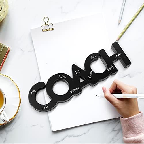 Amyhill 9 Pcs Coach Gifts Football Soccer Coaches Gifts Thank You Coach Wood Sign Whistle Stainless Steel Whistle with Rope White Marker Pen Christmas Thanksgiving Gift for Men Women Football Sports