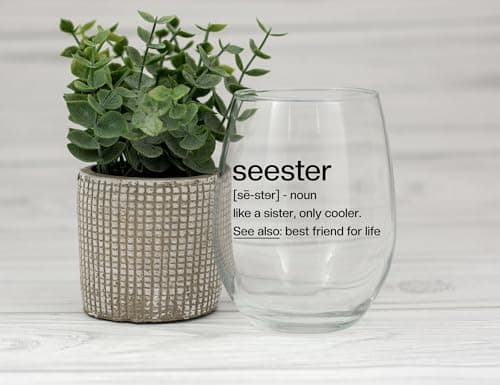 Sister Birthday Gifts Idea - Seester Definition Present for Her - Funny Best Friend Bestie from Brother - Friendship Soul Gifts for Women - Big Sister Sorority Gift - 15 oz Wine Glass