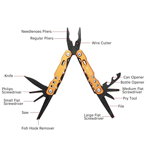 Gifts for Dad Husband Boyfriend Gifts for Him Unique Birthday Gifts for Men RoverTac 14 in 1 Multitool Pocket Knife Pliers Screwdrivers Saw Bottle Opener Perfect for Camping Survival Hiking Repairs B07Z8YGC12